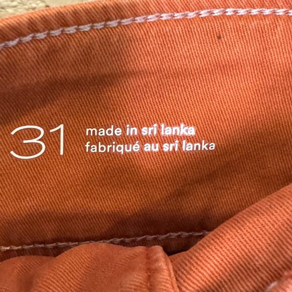 Pilcro Pants Womens 31 Orange Wide Leg Cropped High Rise Twill Utility Stretch - Picture 4 of 8